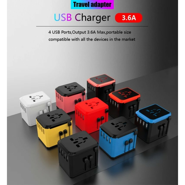 Cestovné príslušenstvo Svetový adaptér s USB a nabíjačkou USB C modrý