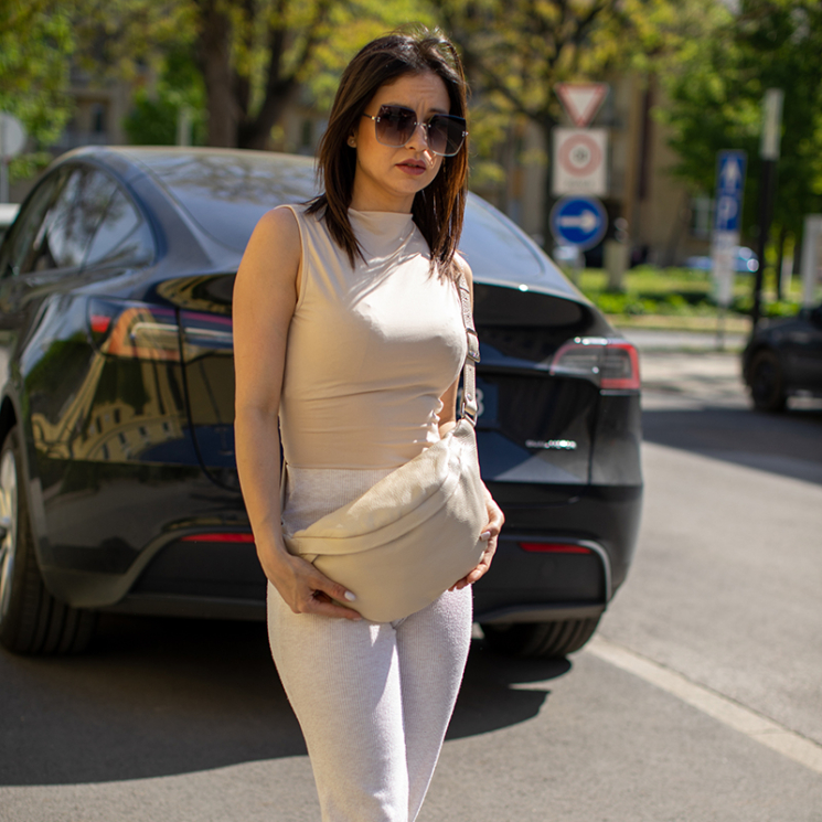 Dámska bočná kabelka z pravej kože Beige TR247 Beige