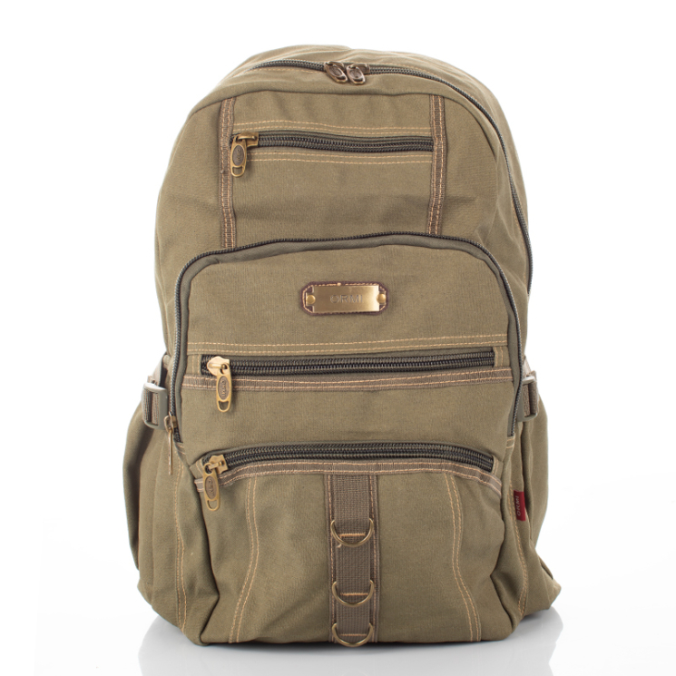 Outdoorový veľký ultra silný plátenný batoh v khaki farbe