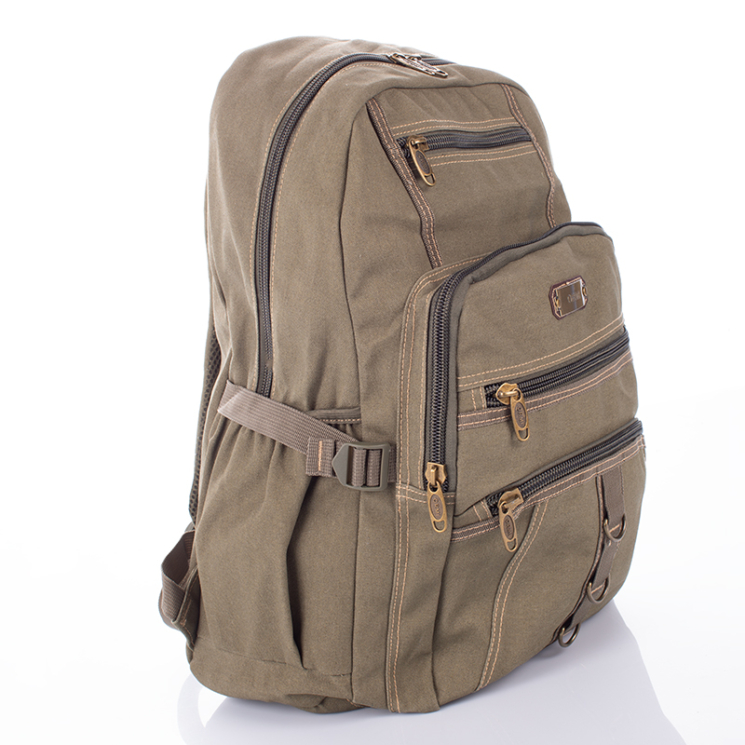 Outdoorový veľký ultra silný plátenný batoh v khaki farbe