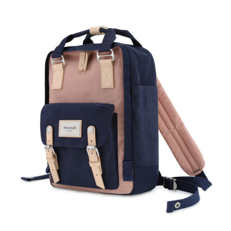 Priestranný mestský batoh s chlopňou Blue-Pink