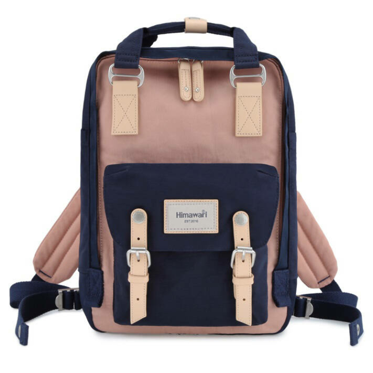 Priestranný mestský batoh s chlopňou Blue-Pink