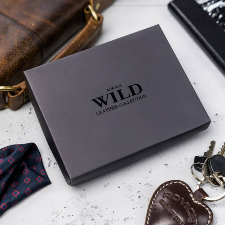 ALWAYS WILD Elegantná pánska peňaženka z pravej kože v darčekovej krabičke