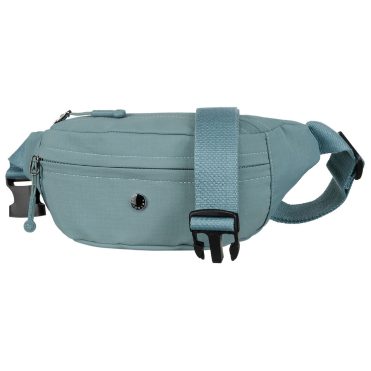 Priestranná dámska taška Fanny Pack vo farmerskej modrej farbe