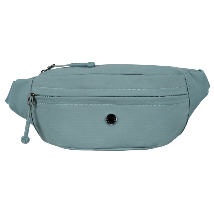 Priestranná dámska taška Fanny Pack vo farmerskej modrej farbe