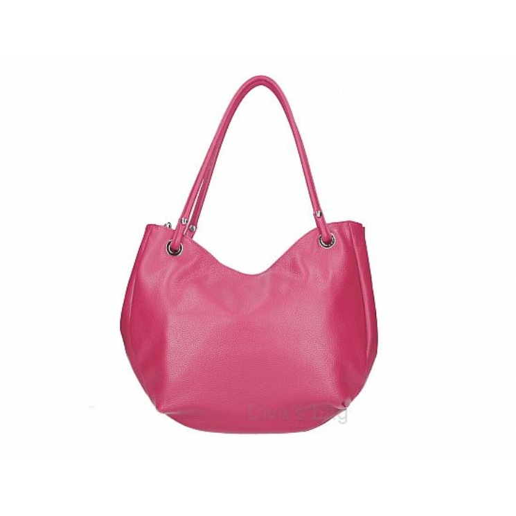 Talianska dámska taška cez rameno z pravej kože vo farbe fuchsia