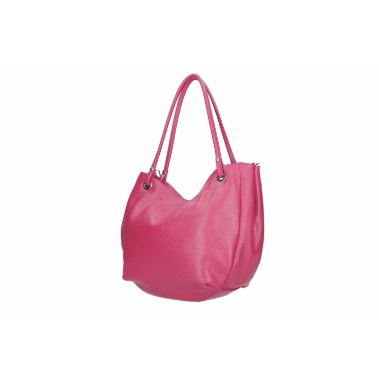 Talianska dámska taška cez rameno z pravej kože vo farbe fuchsia