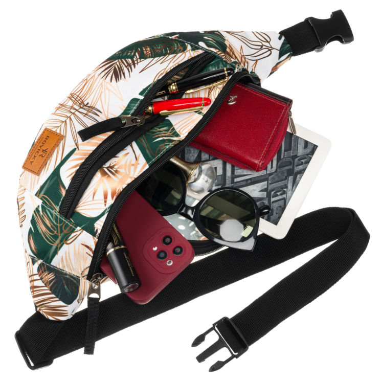 Priestranná dámska taška Fanny Pack s módnym vzorom