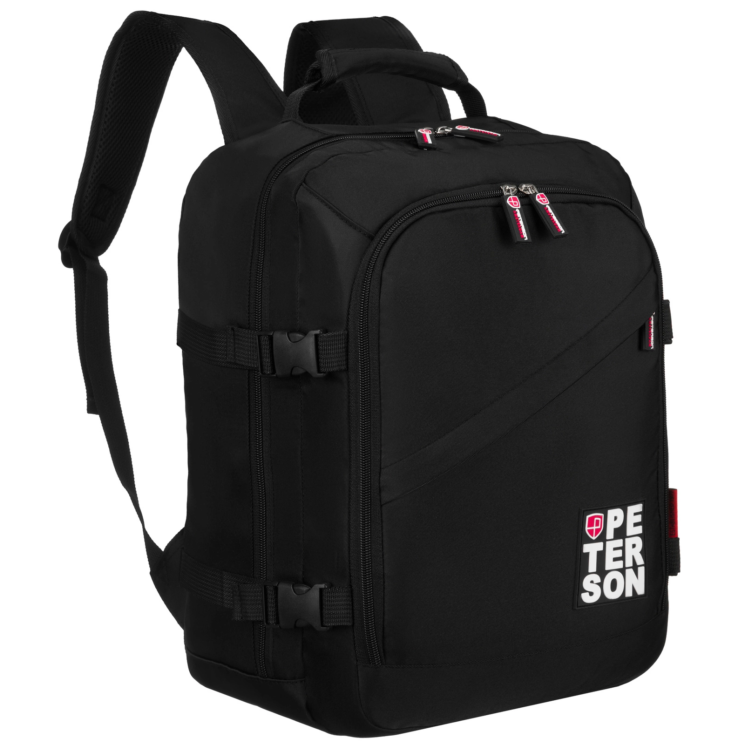 Peterson 3-funkčný cestovný batoh, WizzAir veľkosť 40x30x20cm, čierno-červená farba / USB konektor