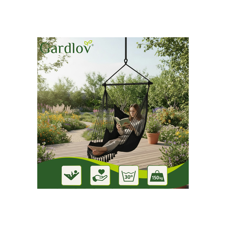 Hojdačka - čierna brazílska stolička 210 cm čierna Gardlov