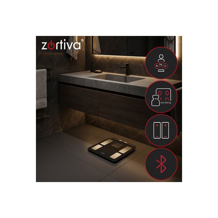 Analytická Bluetooth váha do kúpeľne Zortiva