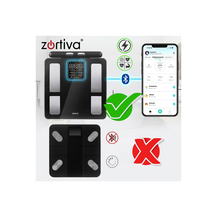 Analytická Bluetooth váha do kúpeľne Zortiva