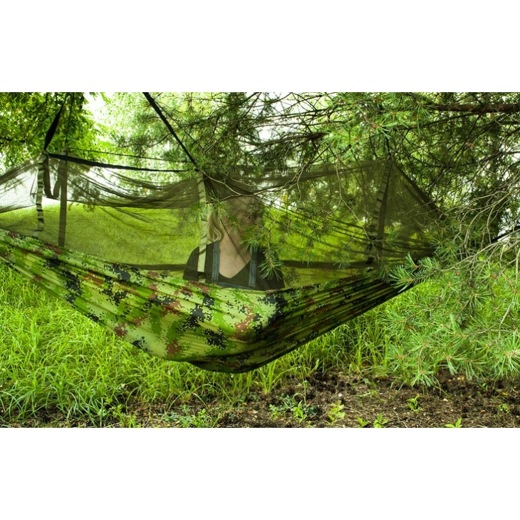 Turistická hojdacia sieť s moskytiérou Santiago Army 260x140cm Sieť