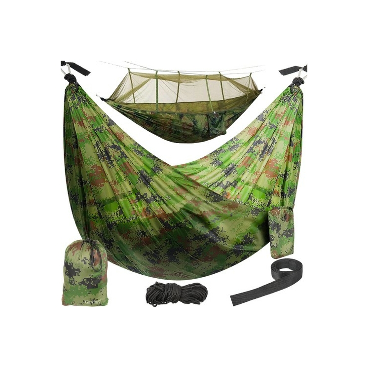 Turistická hojdacia sieť s moskytiérou Santiago Army 260x140cm Sieť