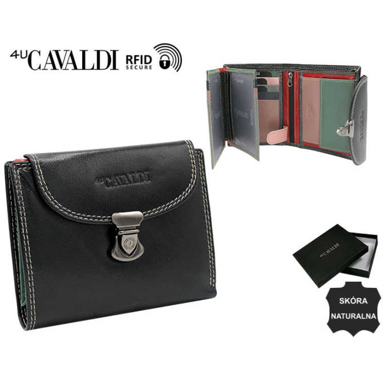 Dámska kožená peňaženka RD-19-GCL Black multi