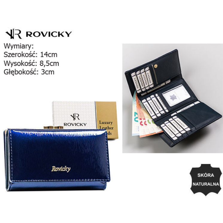 ROVICKY RH-23-1-SH Modrá kožená peňaženka