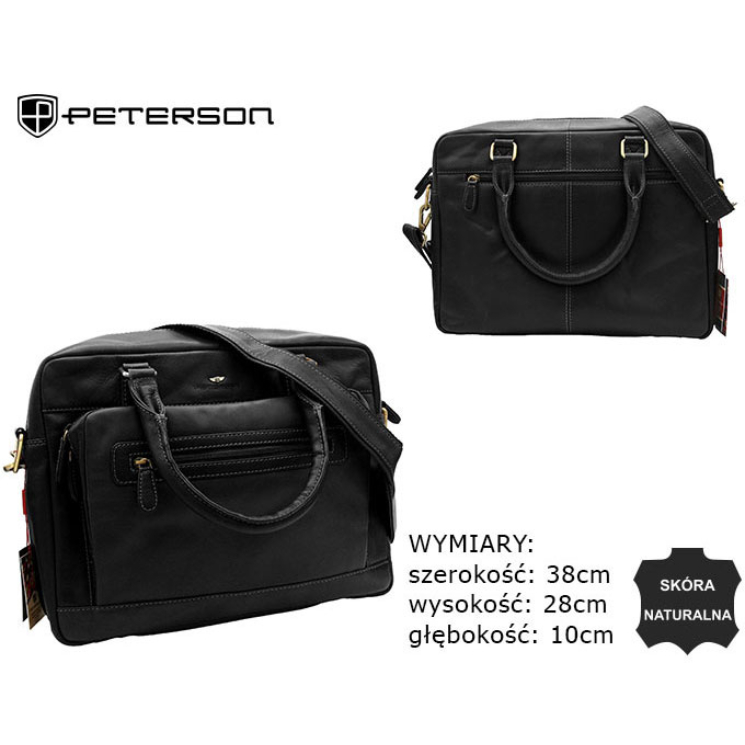 Kožená taška na notebook PTN LP-2373-COM čierna