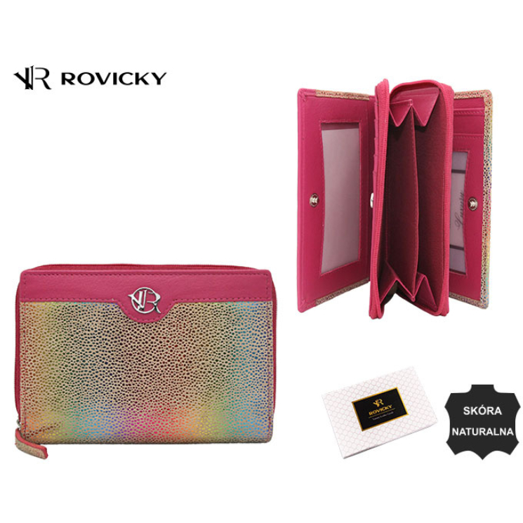 Dámska kožená peňaženka RV-791-SLA polka dot pink