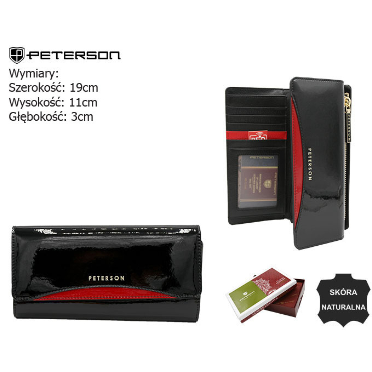 Dámska kožená peňaženka PTN BC-415 Black+red
