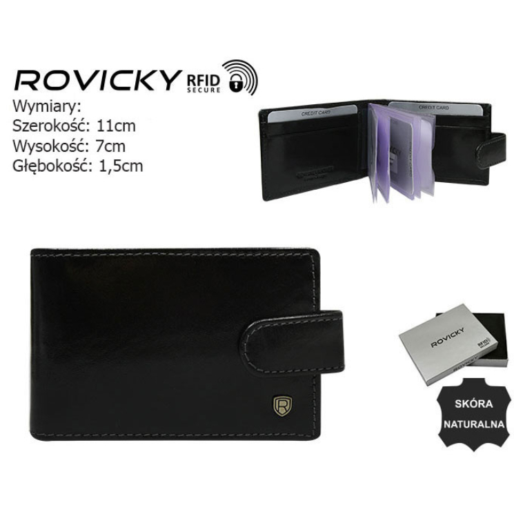 ROVICKY Kožené puzdro na karty RFID TW-02-RVT Black
