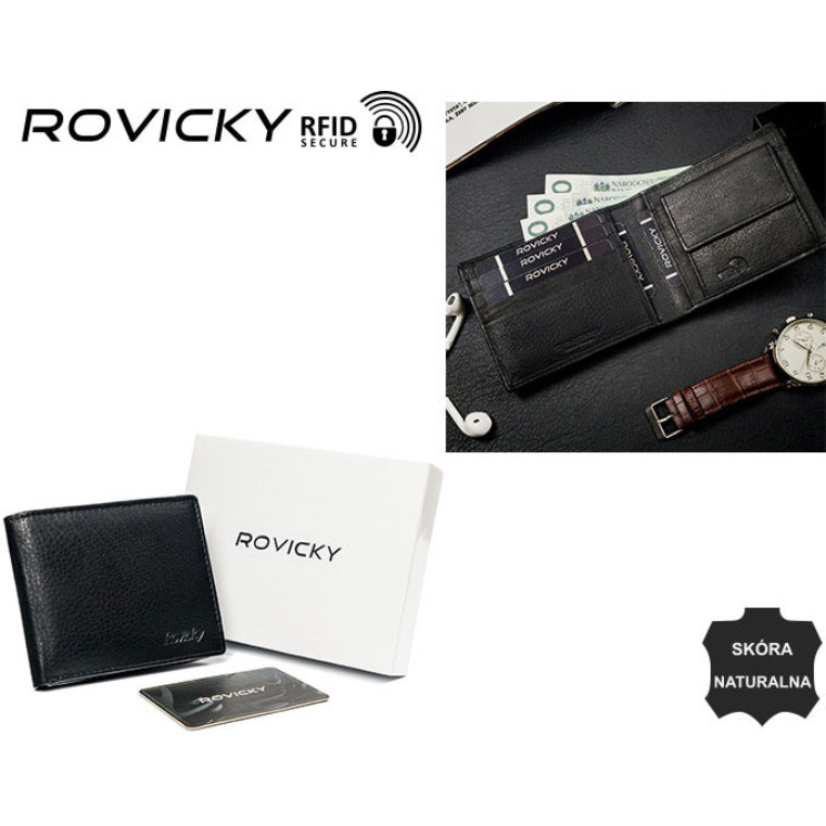 ROVICKY Kožená peňaženka RFID N8824-PZ-CCR Black