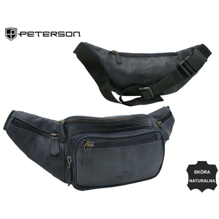 PETERSON pánska kožená aktovka PTN 2506-HP námornícka modrá