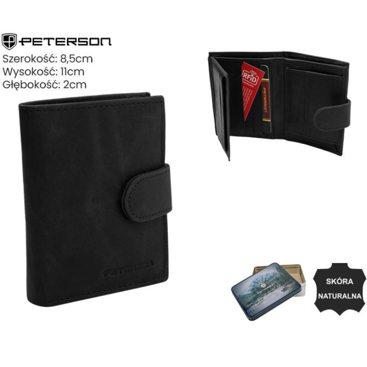 Pánska kožená peňaženka PTN RM-12L-LWC Black
