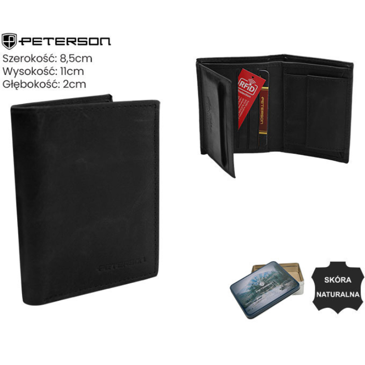 Pánska kožená peňaženka PTN RM-12-LWC Black