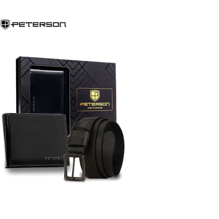 Peterson Elegantná darčeková súprava peňaženky a opasku z pravej kože