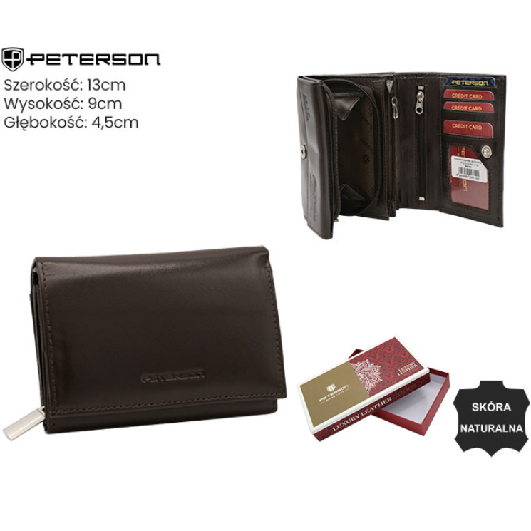 Dámska kožená peňaženka PTN RD-02-NGV Brown