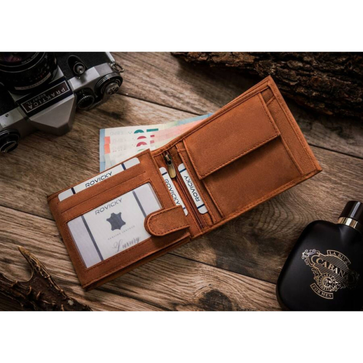 Pánska kožená peňaženka N992-CHM-DOG-2-BL Cognac
