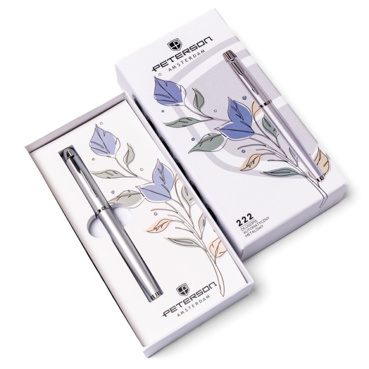 Guľôčkové pero Peterson PTN 222-GB Pearl-Silver v škatuľke