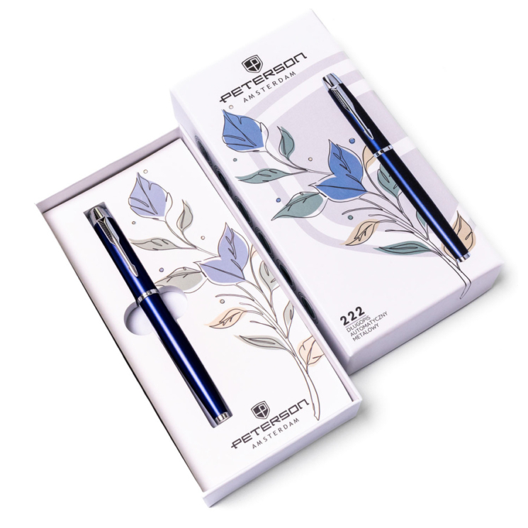 Peterson PTN 222-GB Navy-Silver guľôčkové pero v krabici