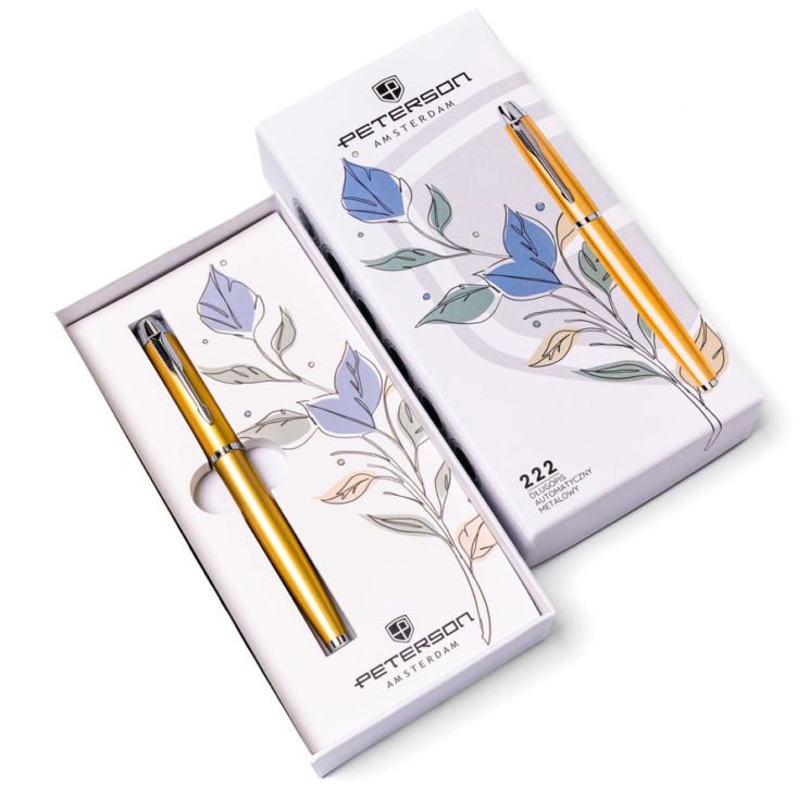 Peterson PTN 222-GB Žlto-strieborné guľôčkové pero v škatuľke