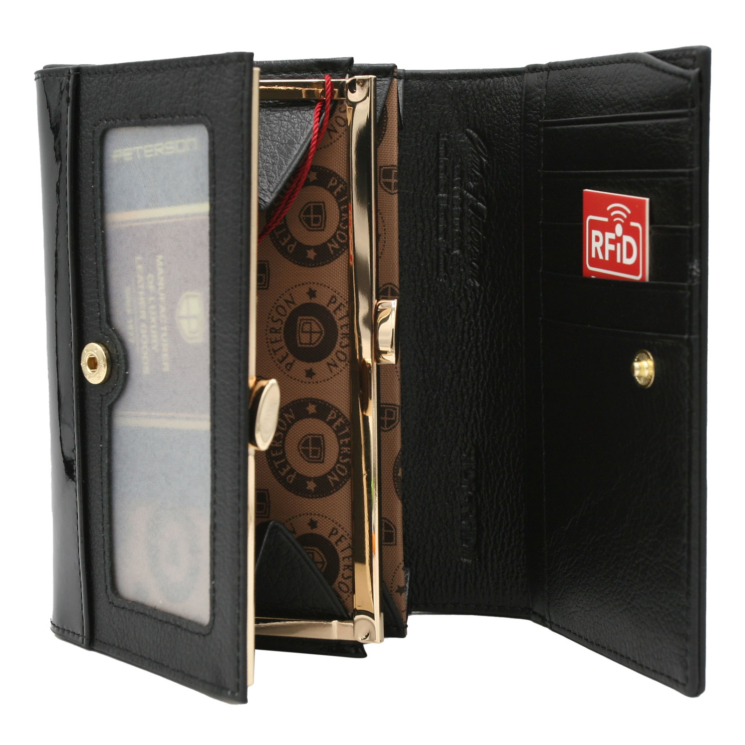 Dámska kožená peňaženka PTN 1N-445 Black+red
