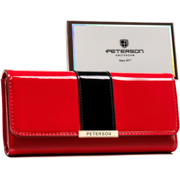 PETERSON PTN 006-LAK červená+čierna peňaženka z ekokože RFID