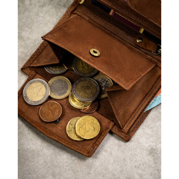 Darčeková súprava: kožená peňaženka a puzdro na kľúče Peterson PTN SET-M-1542-CHM Cognac
