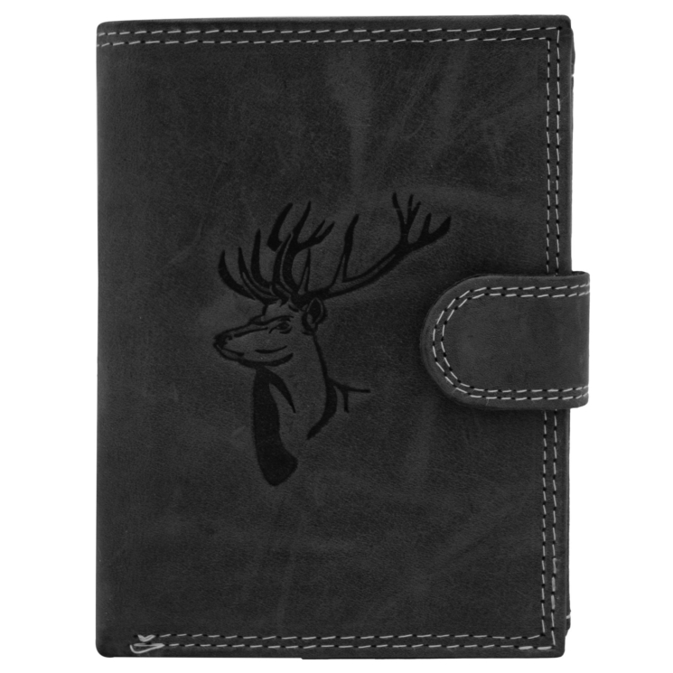 Peňaženka z prírodnej nubukovej kože N4L-CHM-DEER Black