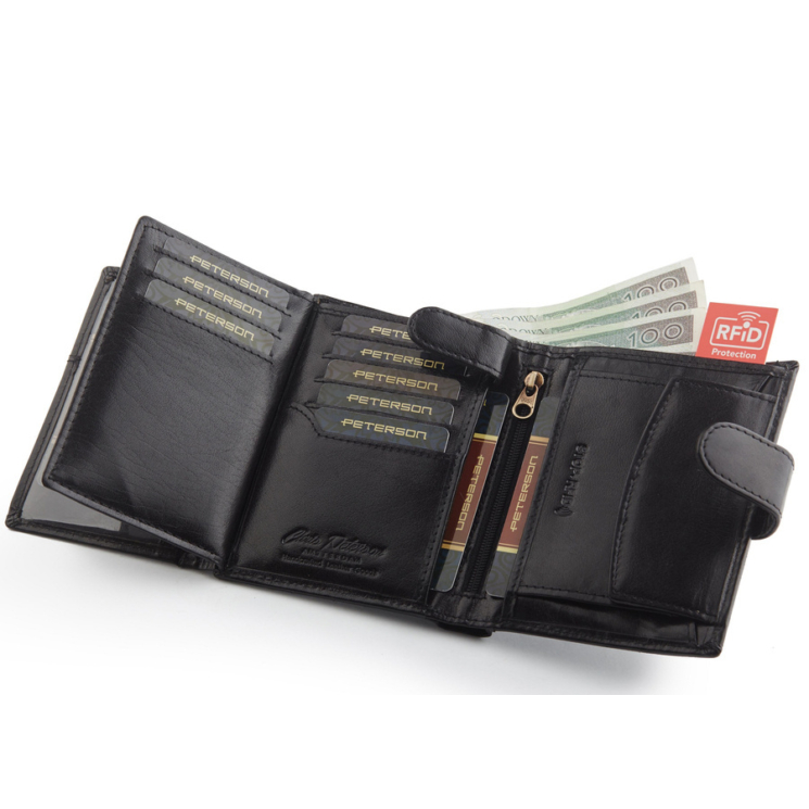 PETERSON PTN 317Z 2-1-1 BLACK Kožená peňaženka RFID