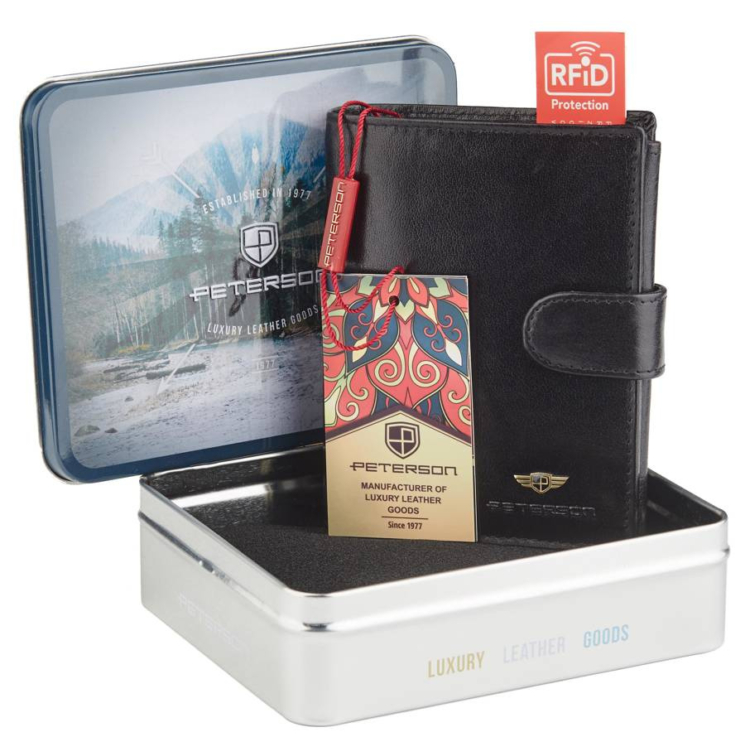 PETERSON PTN 317Z 2-1-1 BLACK Kožená peňaženka RFID