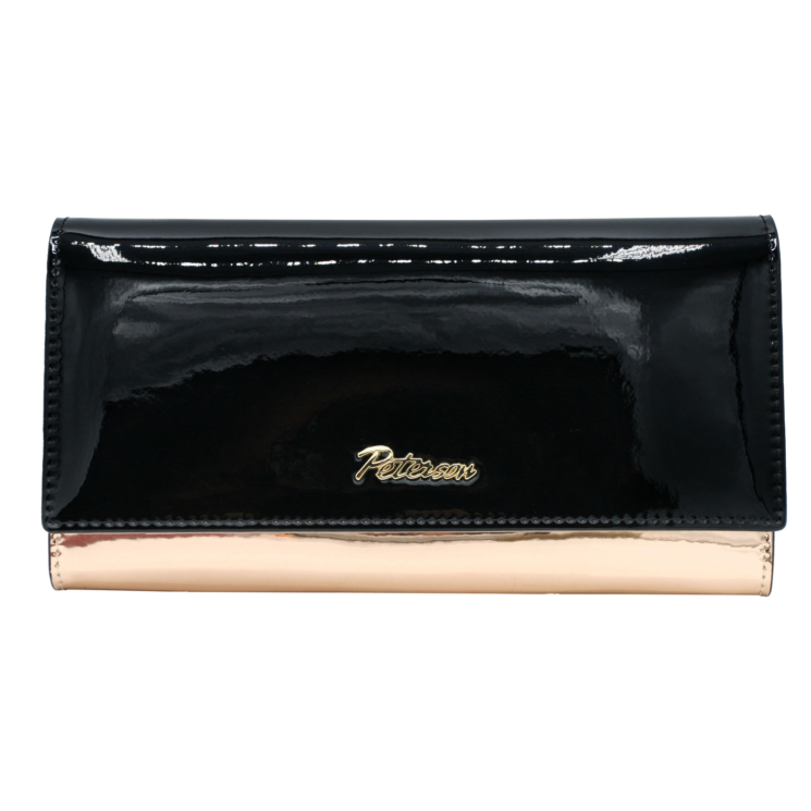 Dámska kožená peňaženka PTN 1N-409 Black+R.Gold