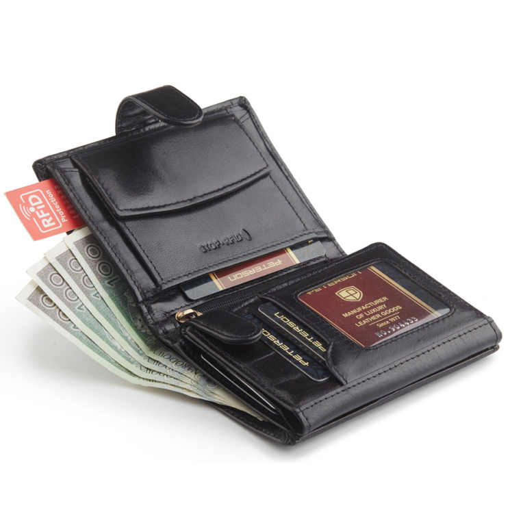PETERSON PTN 317Z 2-1-1 BLACK Kožená peňaženka RFID