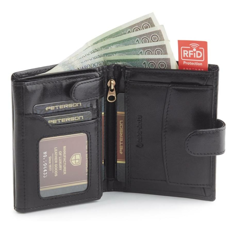 PETERSON PTN 317Z 2-1-1 BLACK Kožená peňaženka RFID