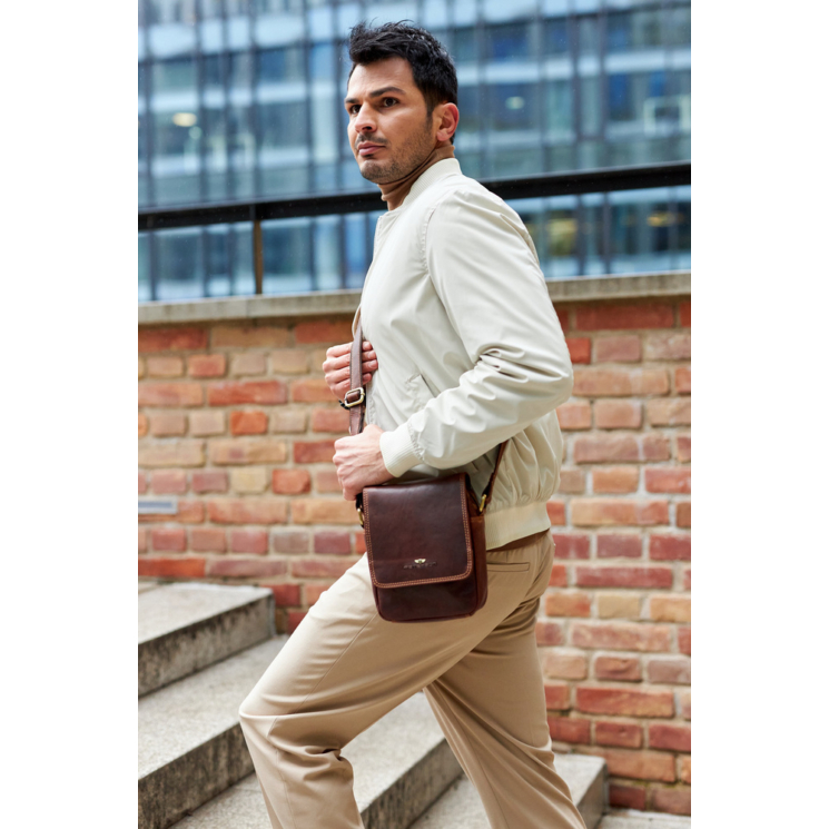 Pánska kožená taška PTN TB-708-COM Cognac