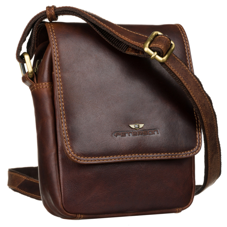 Pánska kožená taška PTN TB-708-COM Cognac