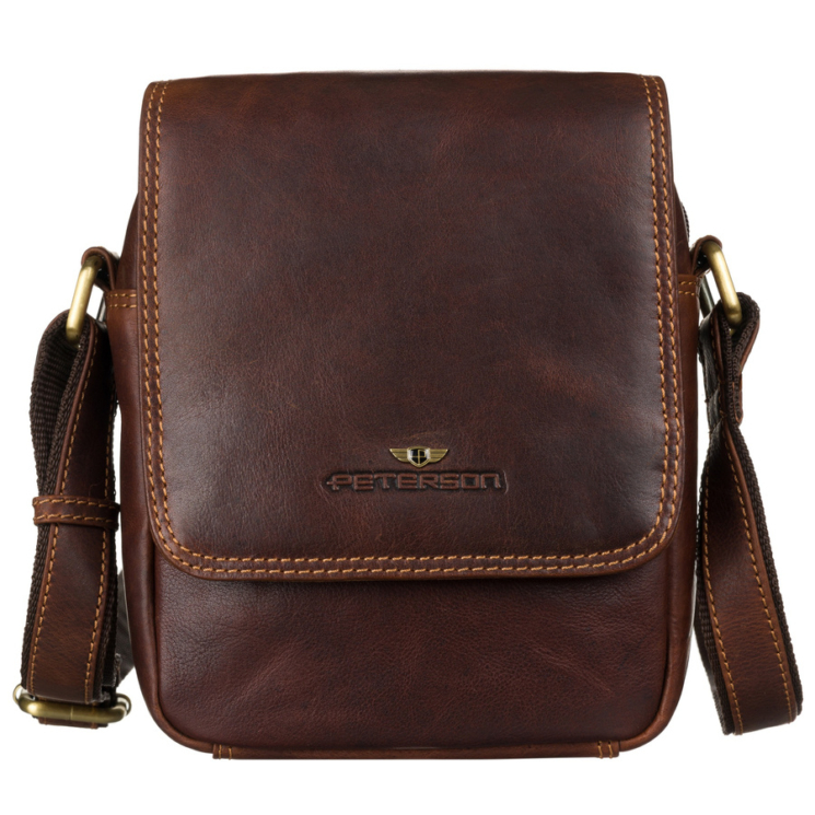 Pánska kožená taška PTN TB-708-COM Cognac