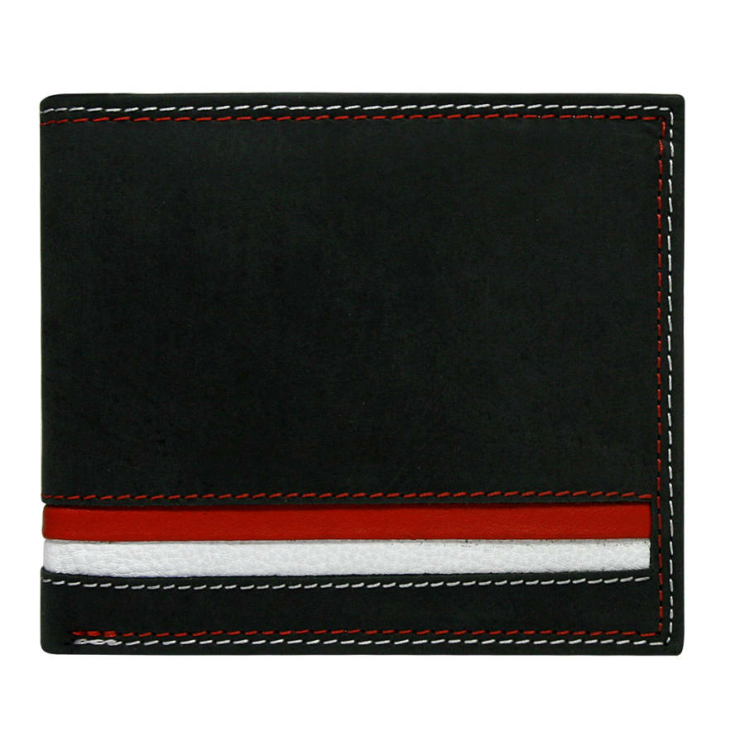Kožená peňaženka N992-MHD-L Black-Red-White