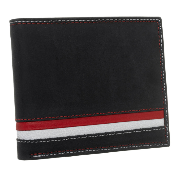 Kožená peňaženka N992-MHD-L Black-Red-White