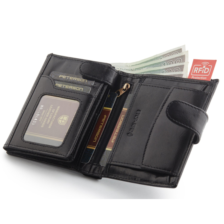 PETERSON PTN 317Z 2-1-1 BLACK Kožená peňaženka RFID
