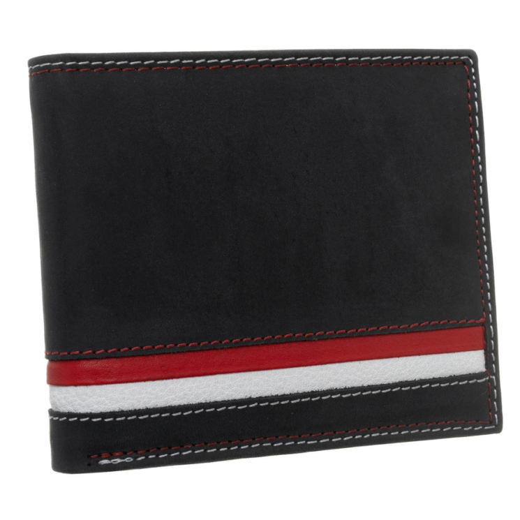 Kožená peňaženka N992-MHD-L Black-Red-White